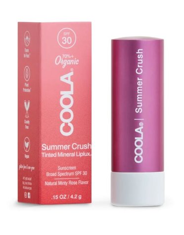 Coola Mineral Liplux Organic Tinted Lip Balm Sunscreen SPF 30- Summer Crush