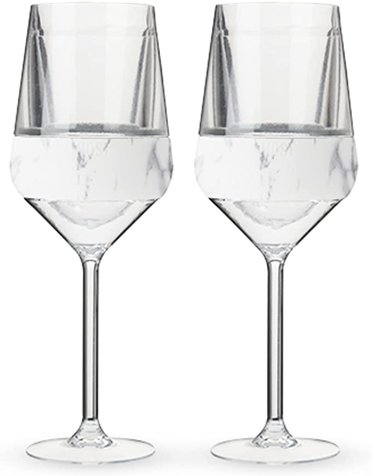 True Brands Wine FREEZE Stemmed Cooling Cups in Marble by HOST