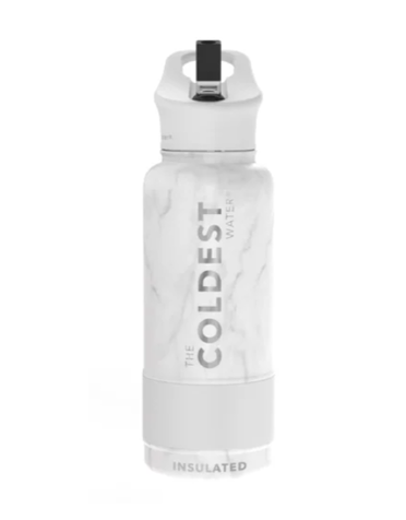 The Coldest 32oz Sports Water Bottle- Marble White