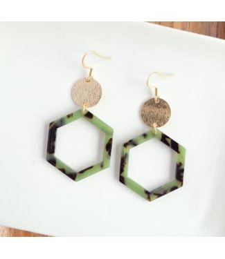 Lennox Earrings- Olive Tortoise