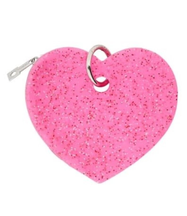 Tickled Pink Confetti Silicone Heart Pouch