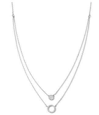 Silver Round Pave Double Appeal Necklace