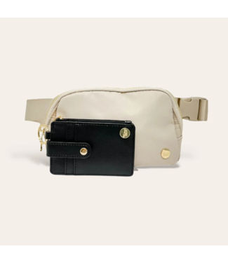 Natural Beige Belt Bag & Wallet Set