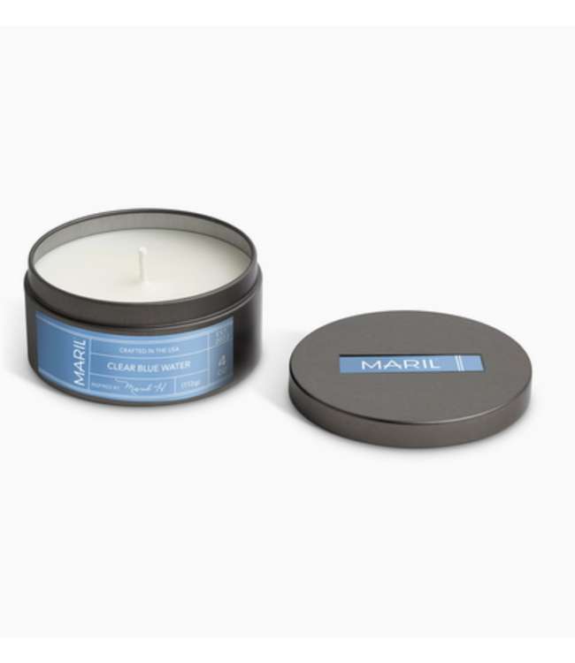 MARIL Clear Blue Water 4oz Travel Candle