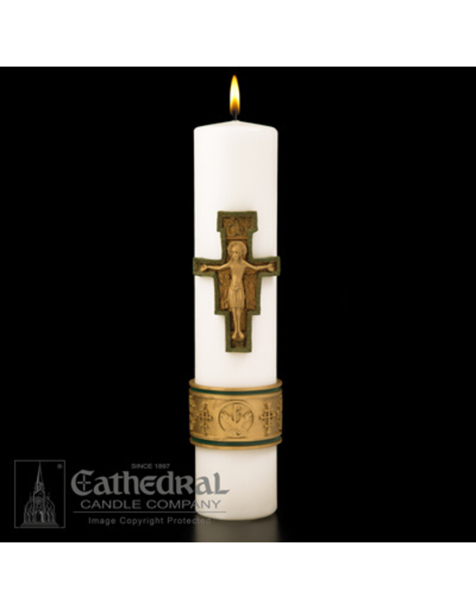 Cathedral Candle Christ Candle - Cross of St. Francis - 3x14 - Sculptwax