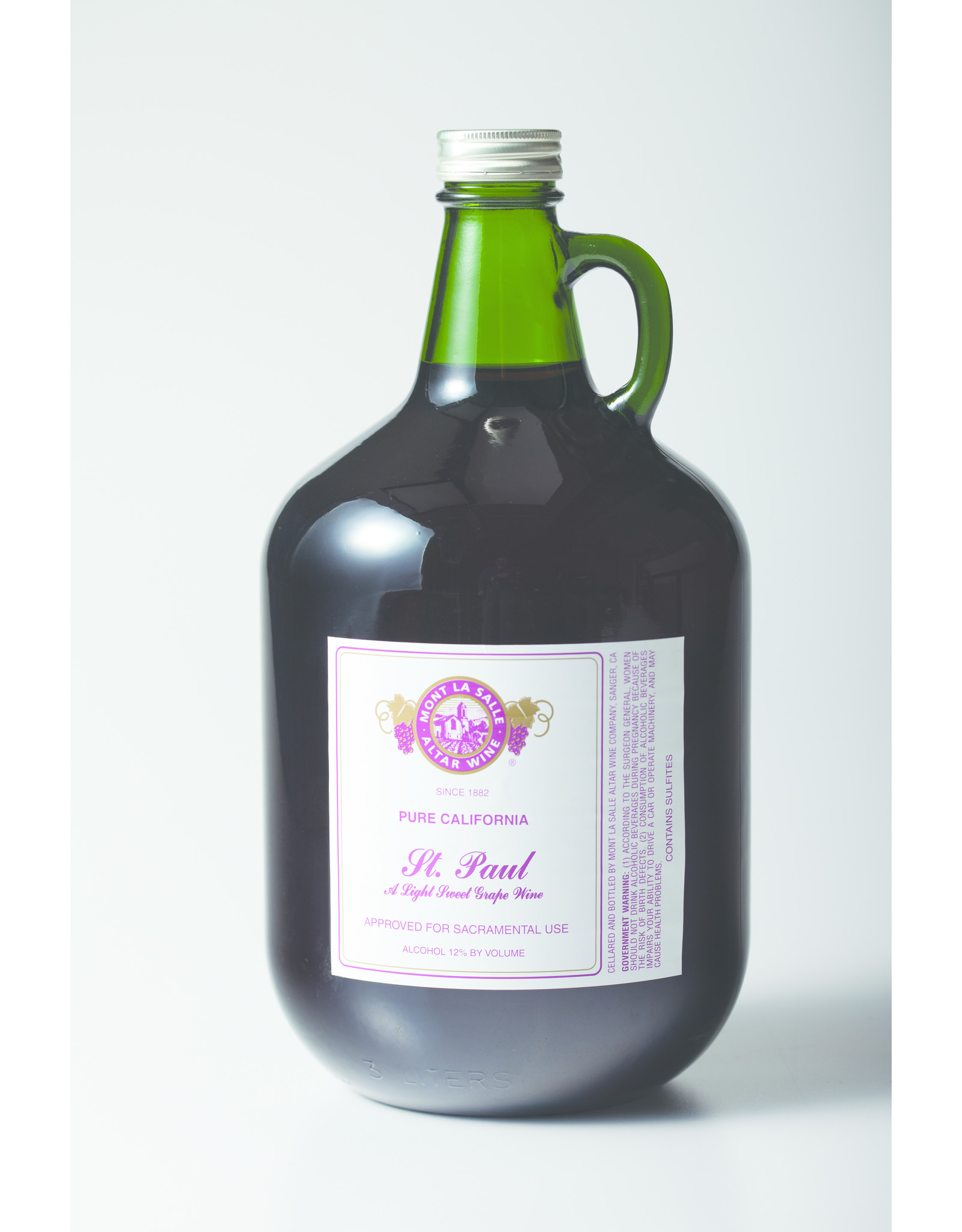 Napa Valley (Mont La Salle) $121.90 St. Paul Jugs CANNOT BE SOLD ONLINE, CALL TO ORDER St. Paul (4 3-L Jugs) Wine
