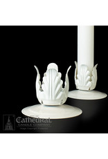 Cathedral Candle Candle Stand for 1-1/4" Candle, White Metal