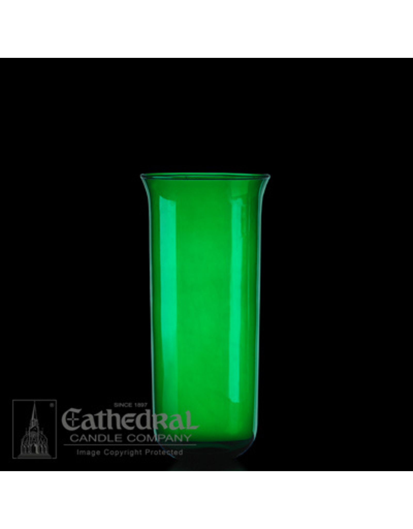 Cathedral Candle 8-Day Glass Globe - Green (Flared Top)