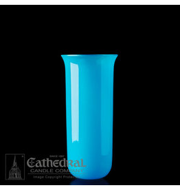 Cathedral Candle 8-Day Glass Globe - Marian Blue (Flared Top)