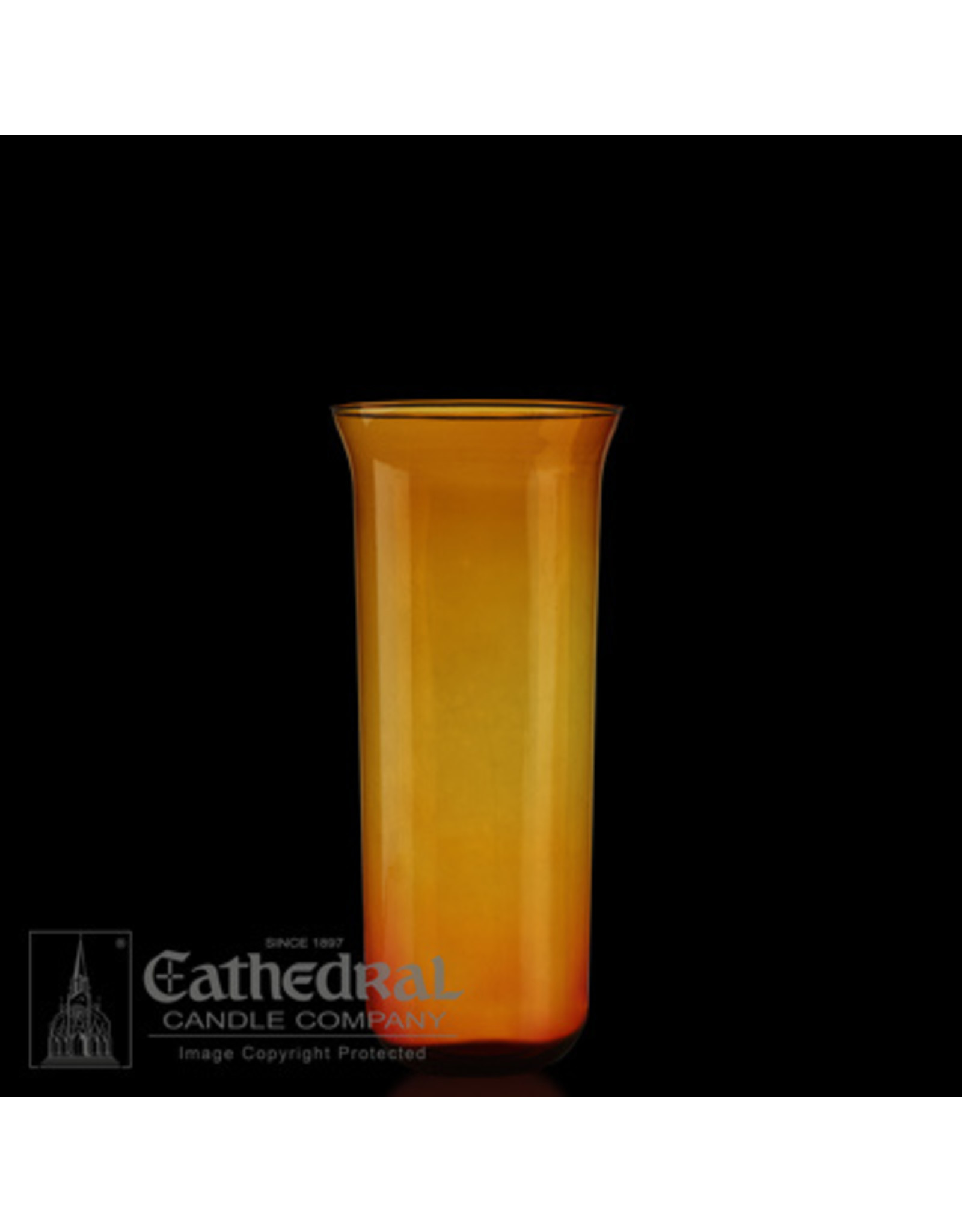 Cathedral Candle 8-Day Glass Globe - Amber (Flared Top)