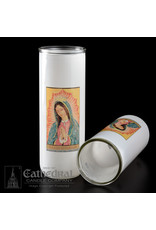 Cathedral Candle 5, 6, 7-Day Glass Globe - Our Lady of Guadalupe (Each)