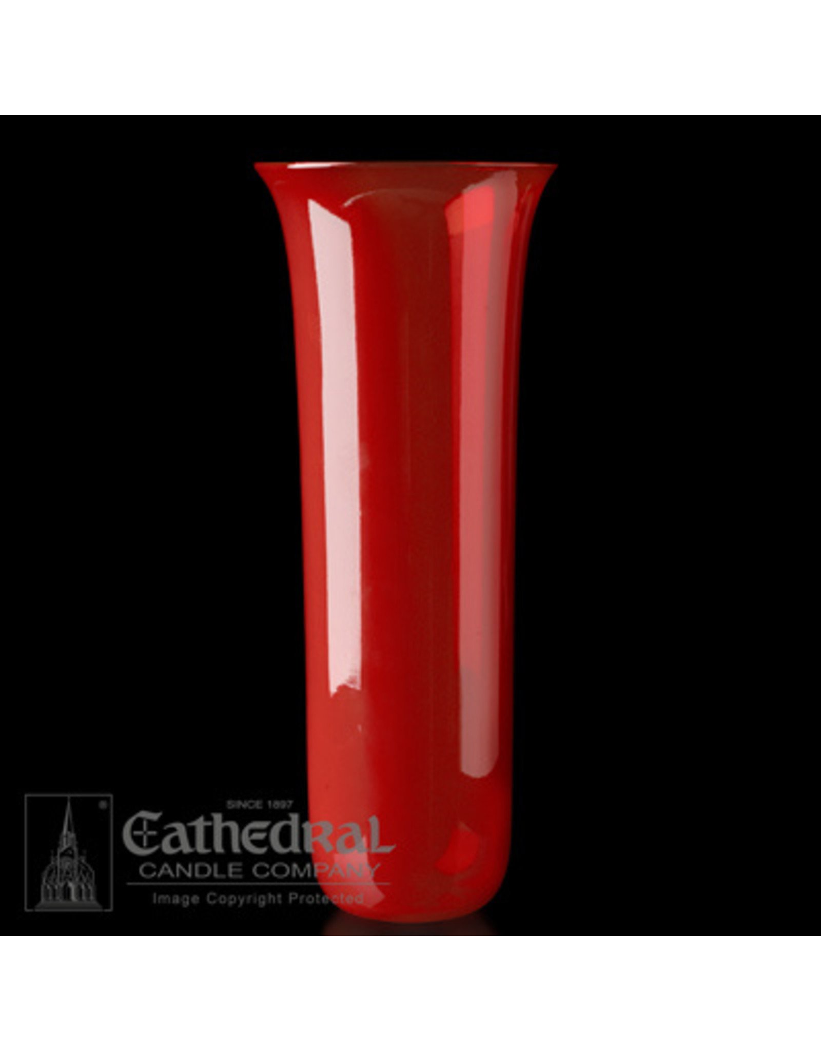 Cathedral Candle 14-Day Glass Globe - Ruby (Flared Top)