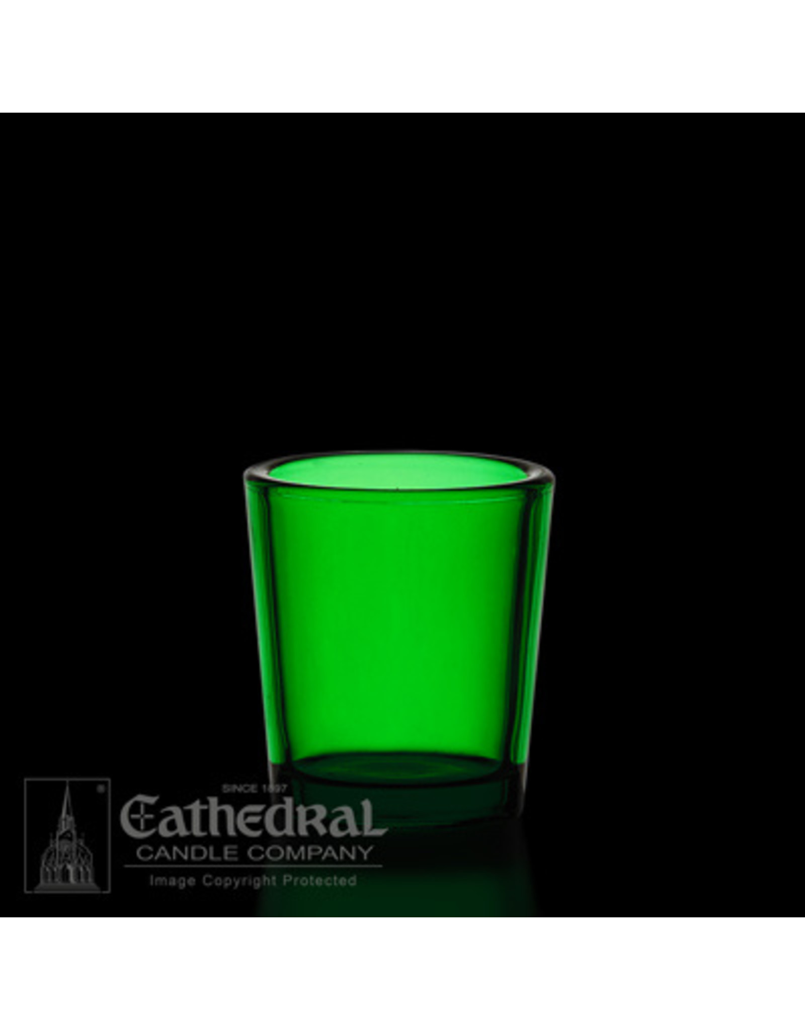 Cathedral Candle Votive Light Glasses - Green, 15 Hour (12)