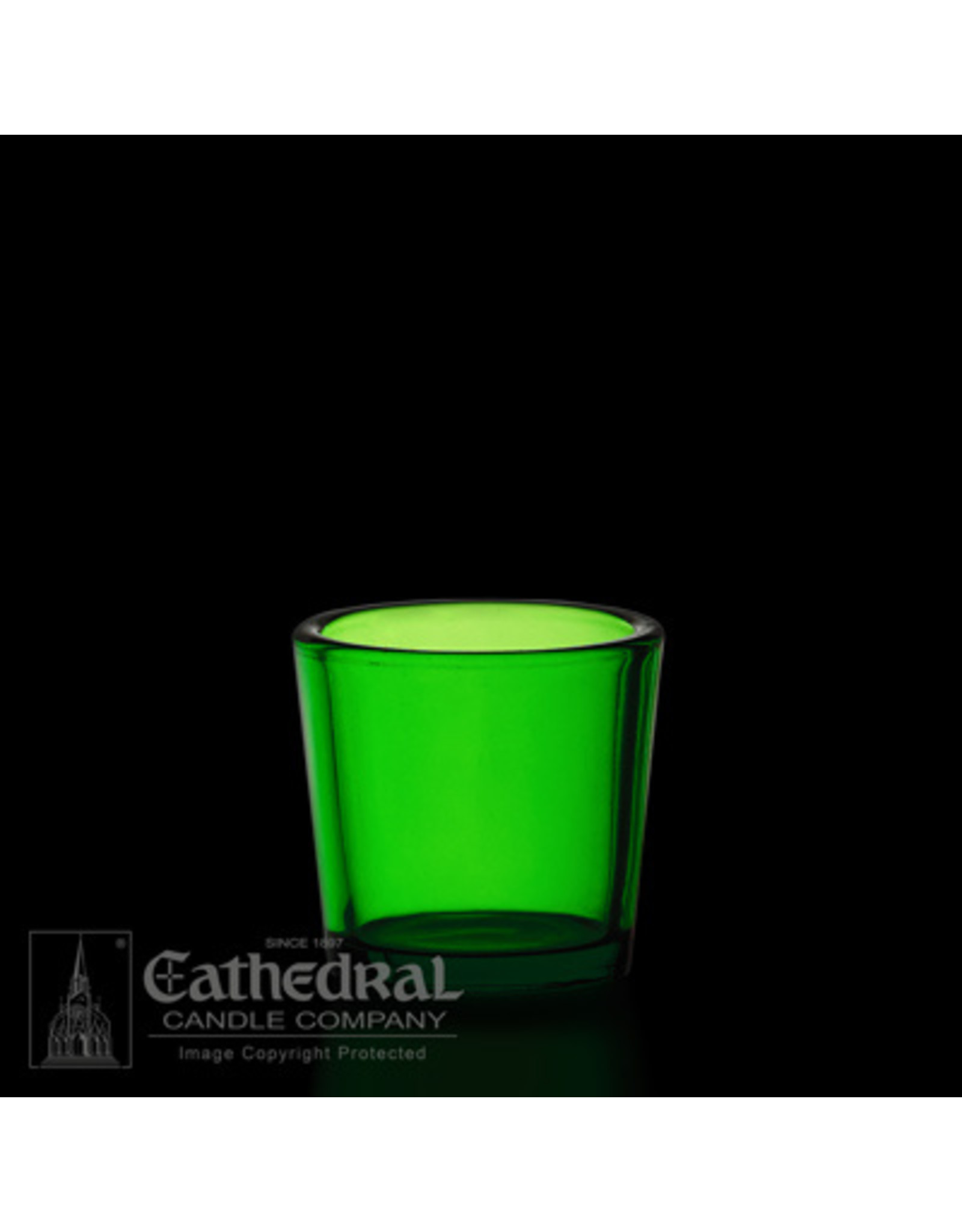 Cathedral Candle Votive Light Glasses - Green, 2-10 Hour (12)