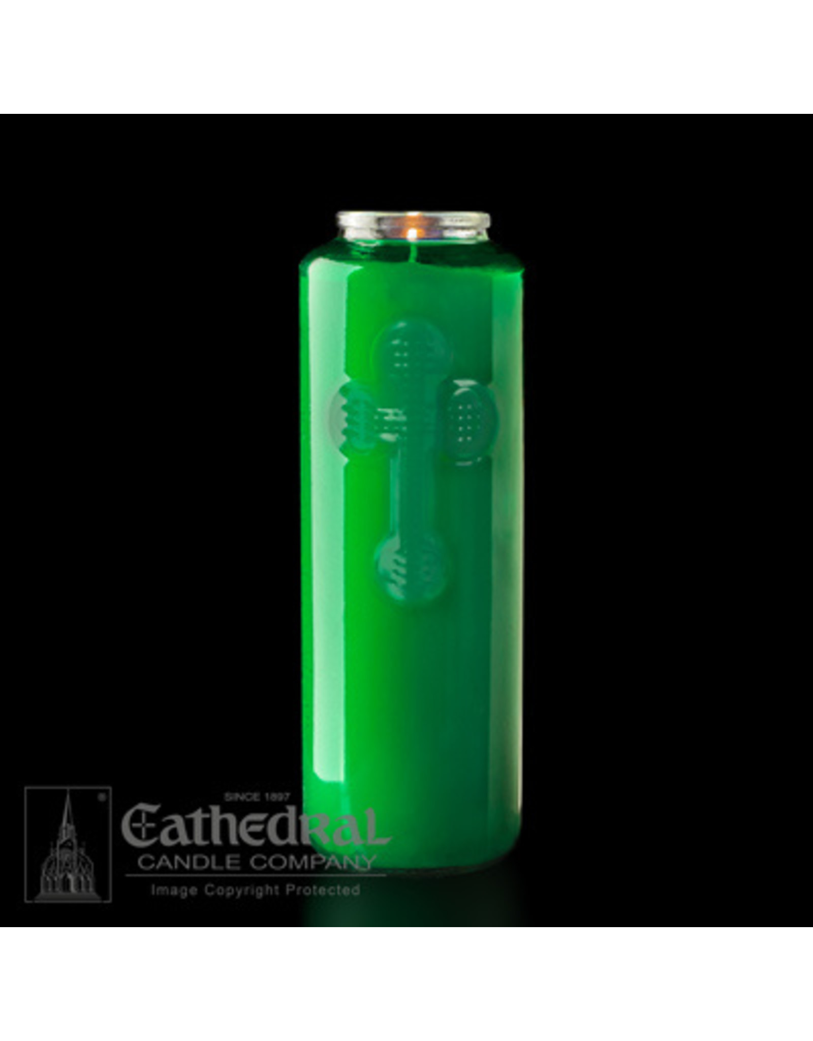 Cathedral Candle 6-Day Green Glass Candle (Each)
