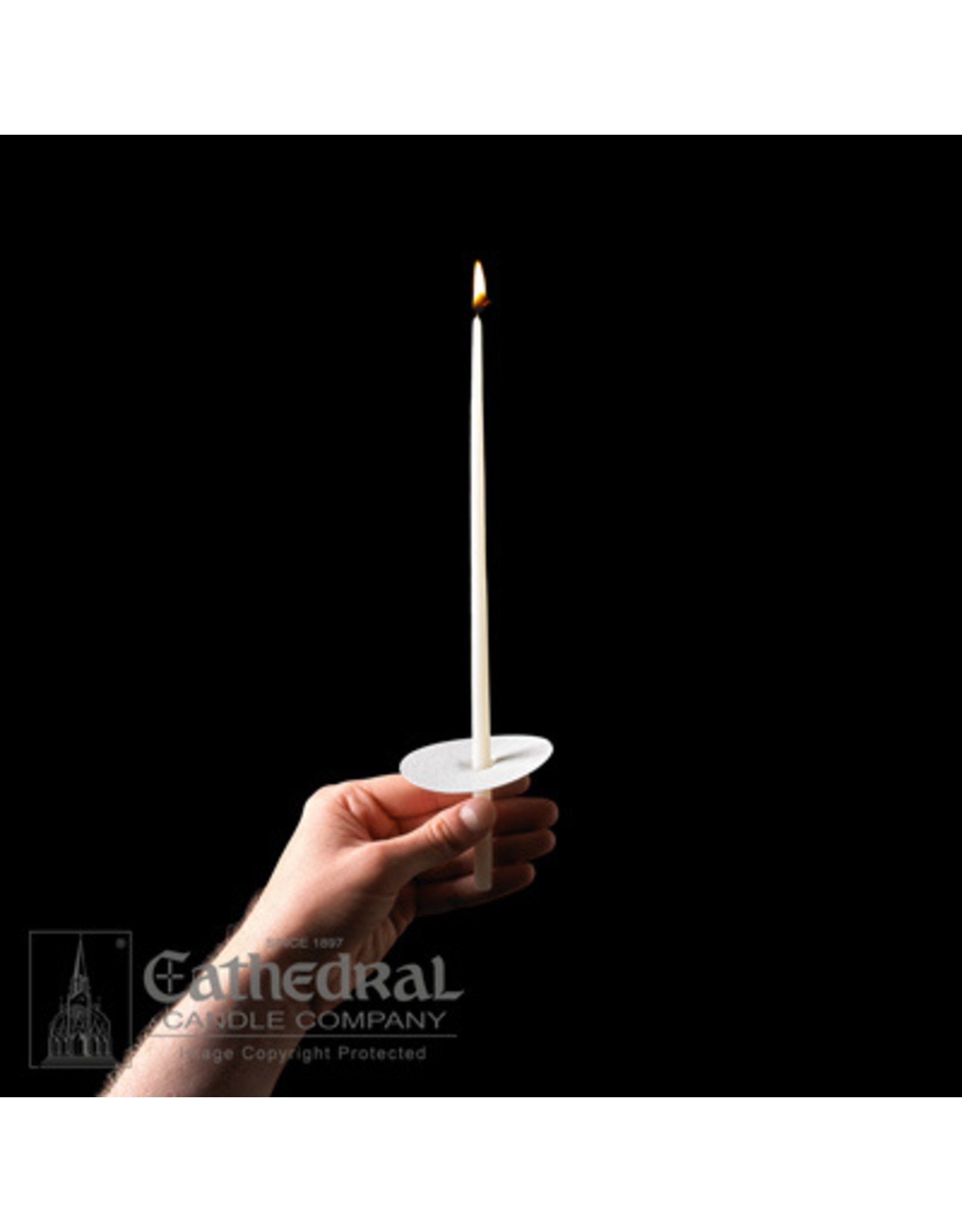 Cathedral Candle Congregational Candles 11" Taper 51% Beeswax w/Paper Drip Protectors (100)