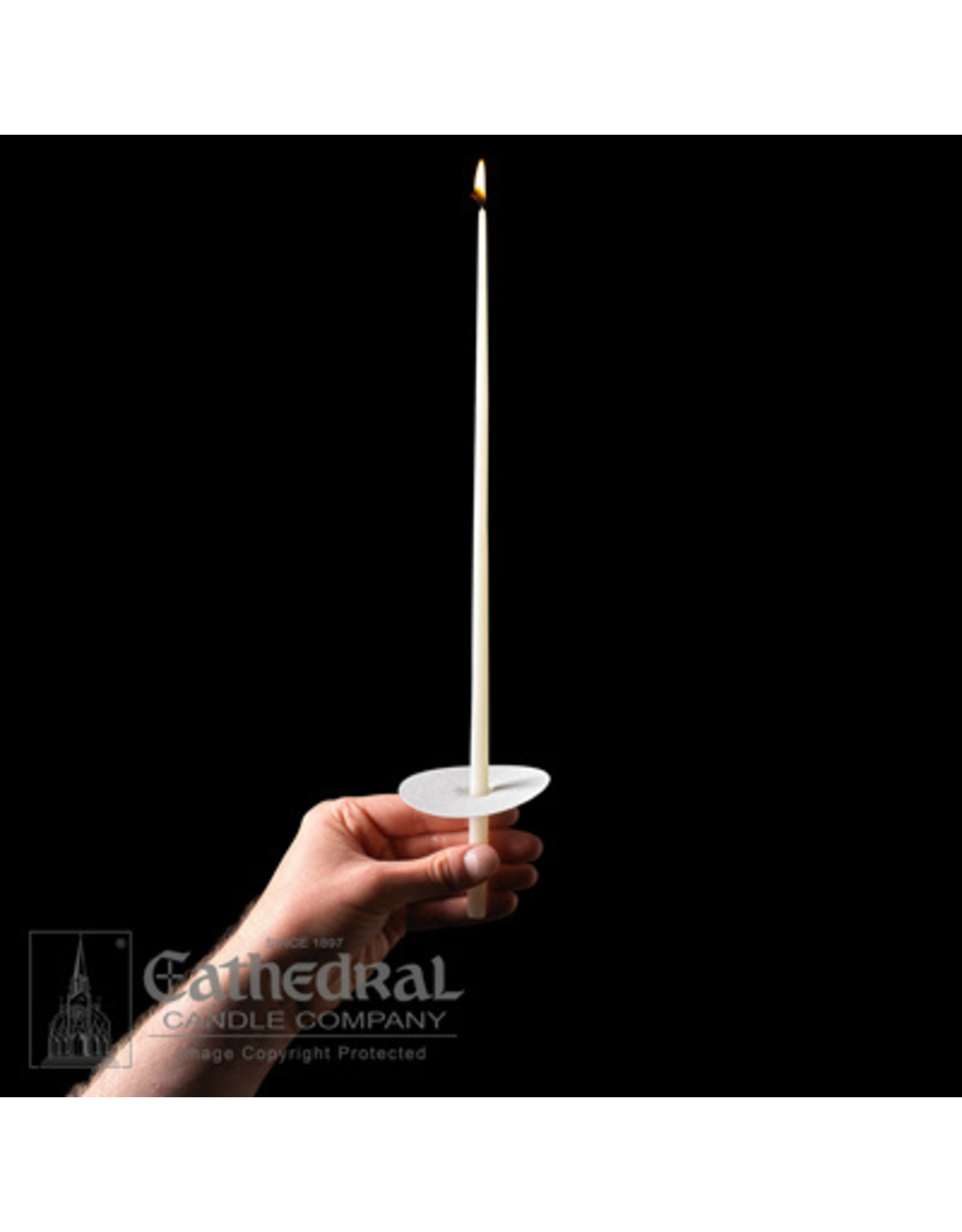 Cathedral Candle Congregational Candles 14" Taper 51% Beeswax w/Paper Drip Protectors (100)
