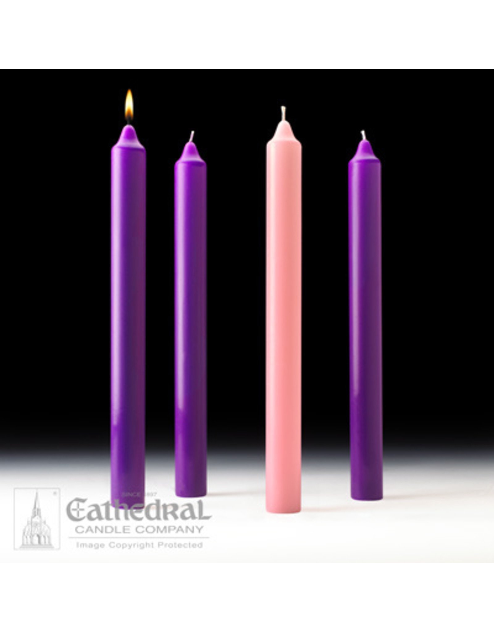 Cathedral Candle Advent Candles 1.5x16 (3 Purple, 1 Rose)