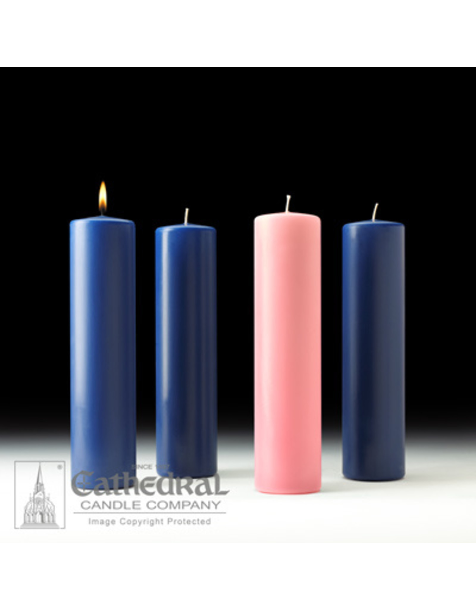 Cathedral Candle Advent Candles 3x12 (3 Sarum Blue, 1 Rose)