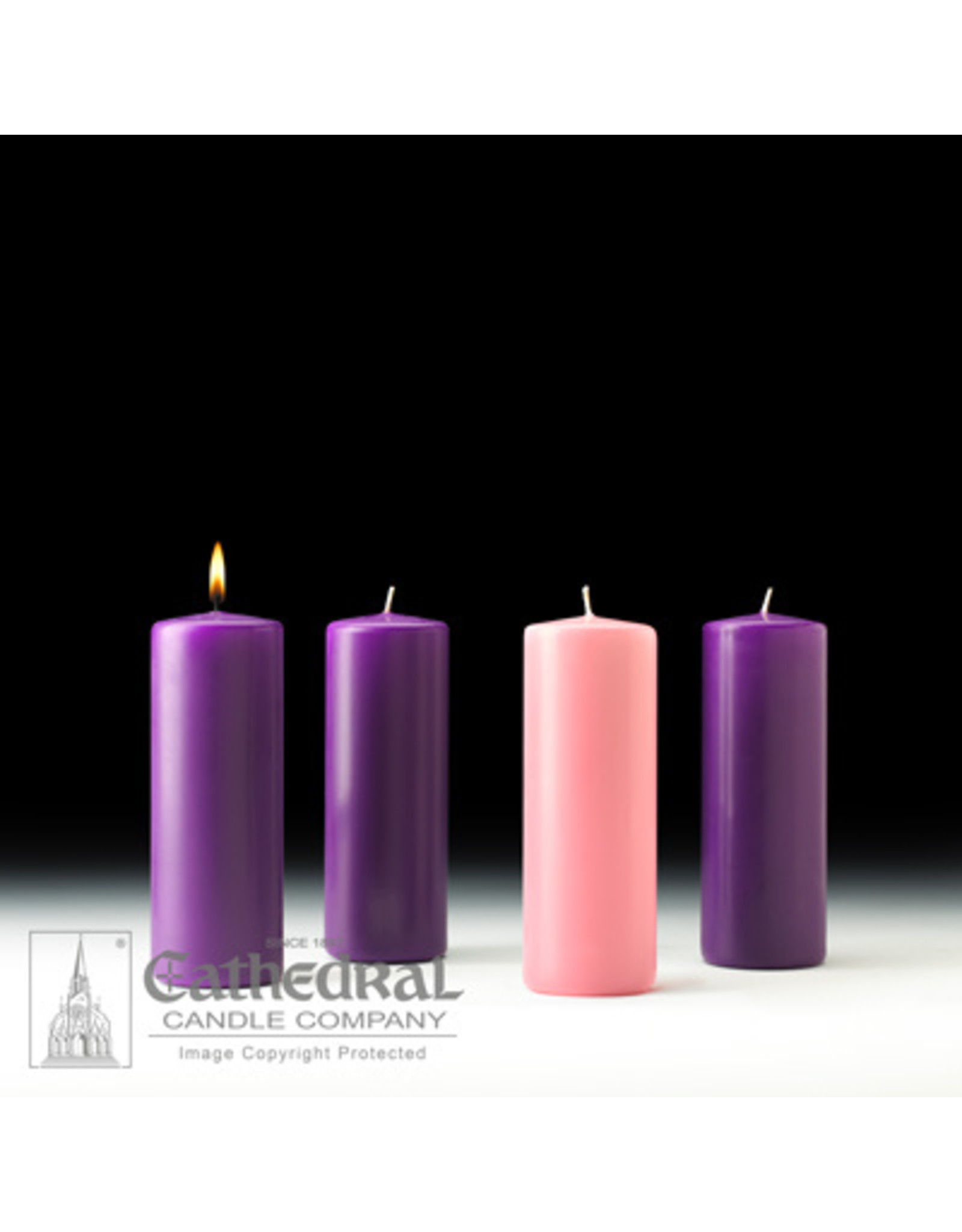Cathedral Candle Advent Candles 3x8 (3 Purple, 1 Rose)