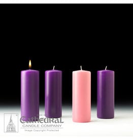 Cathedral Candle Advent Candles 3x8 (3 Purple, 1 Rose)