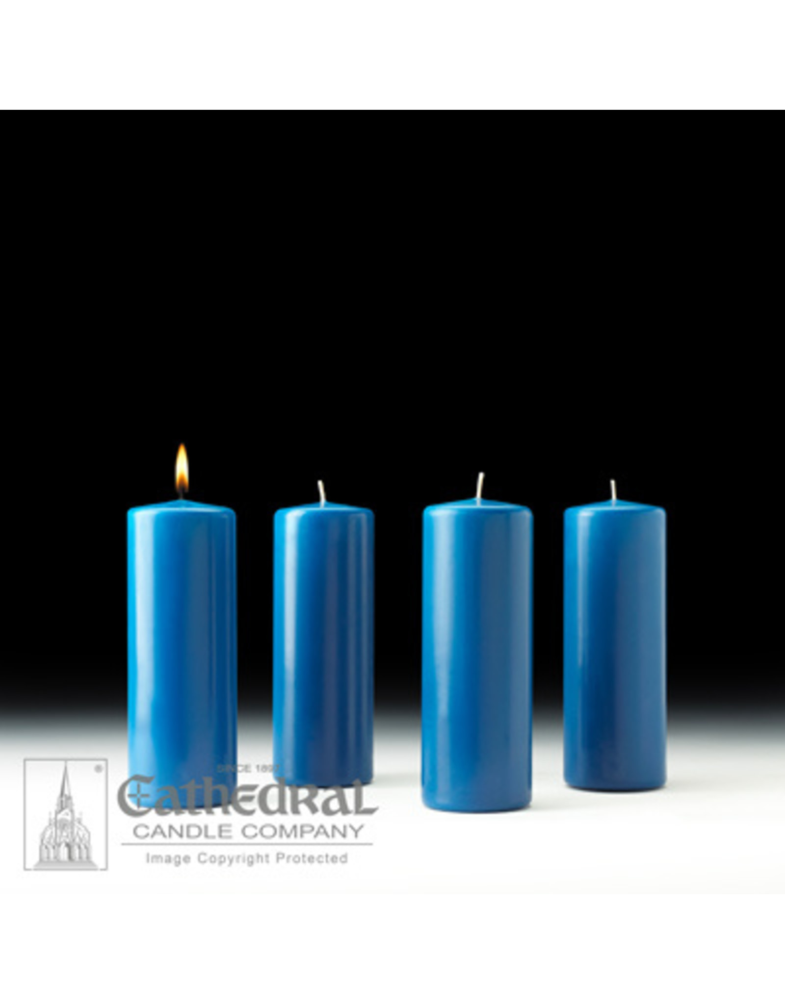 Cathedral Candle Advent Candles 3x8 (4 Blue)