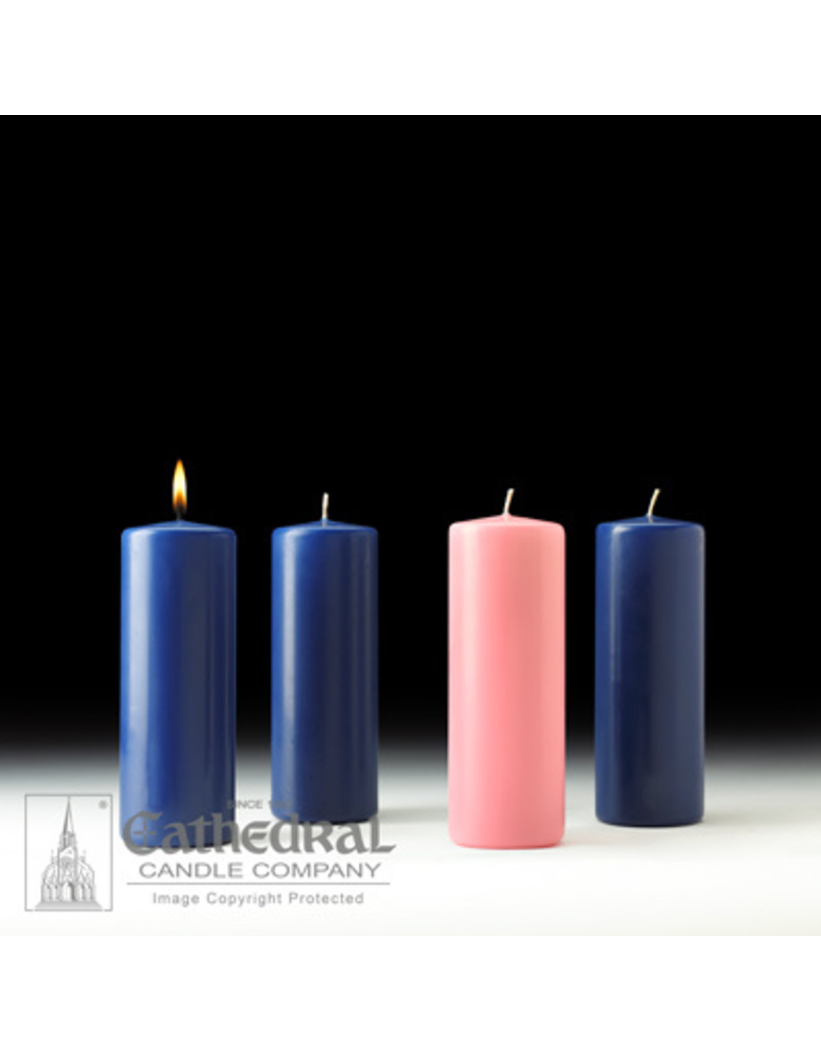 Cathedral Candle Advent Candles 3x8 (3 Sarum Blue, 1 Rose)