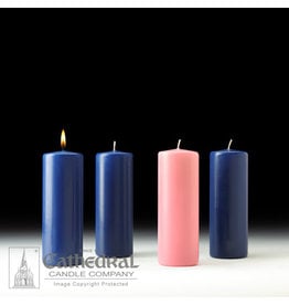 Cathedral Candle Advent Candles 3x8 (3 Sarum Blue, 1 Rose)