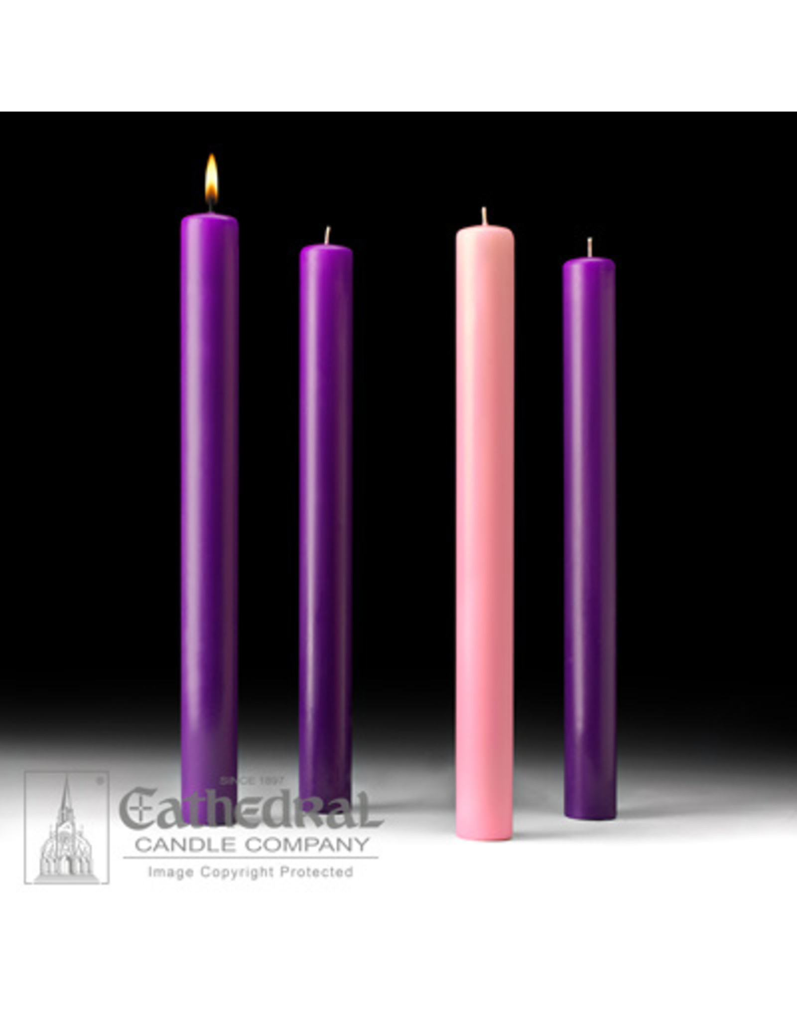 Cathedral Candle 51% Beeswax Advent Candles 1.5x16 (3 Purple, 1 Rose)