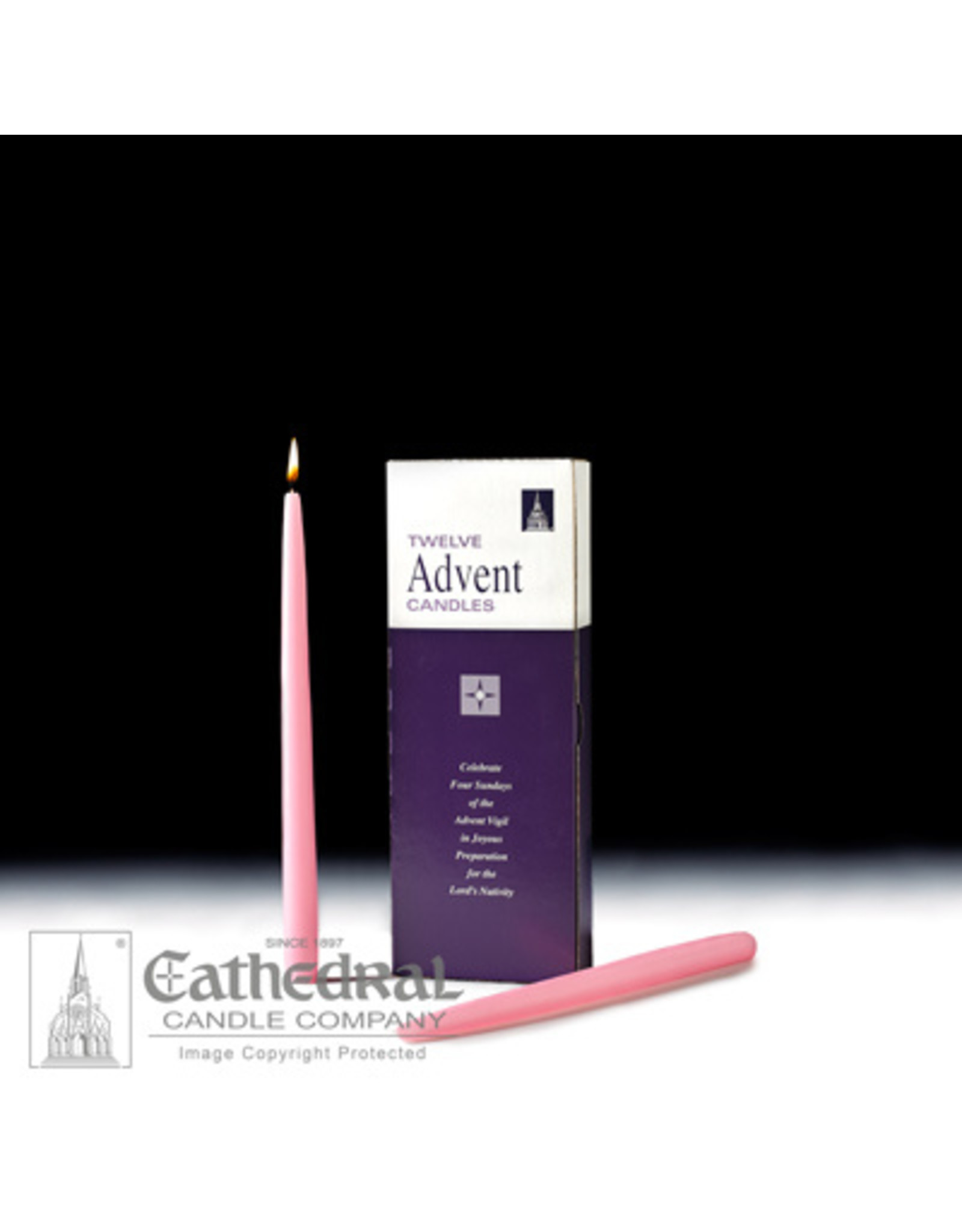 Cathedral Candle Advent Taper Candles - 12" (Rose) (Box of 12)