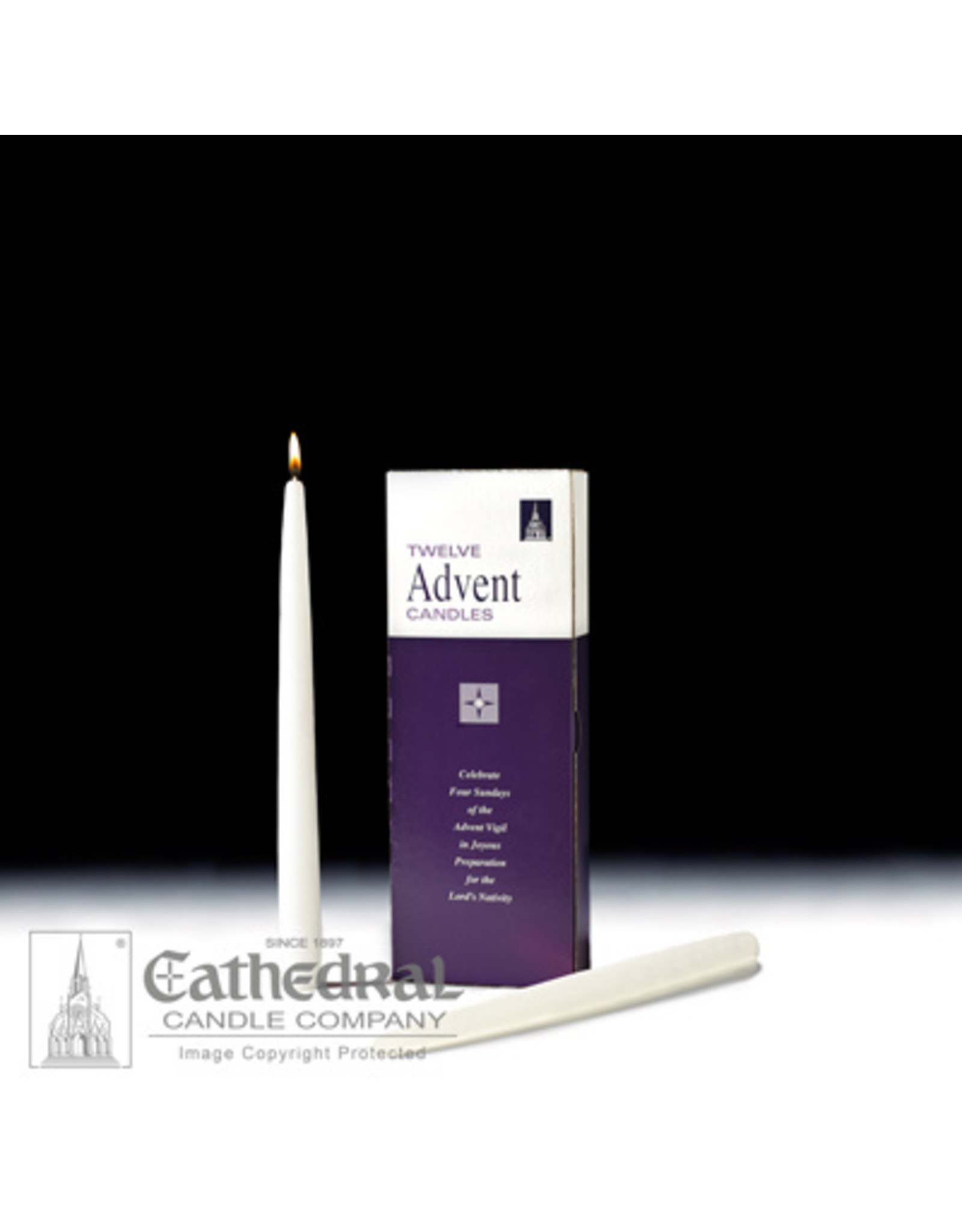 Cathedral Candle Advent Taper Candles - 12" (White) (Box of 12)