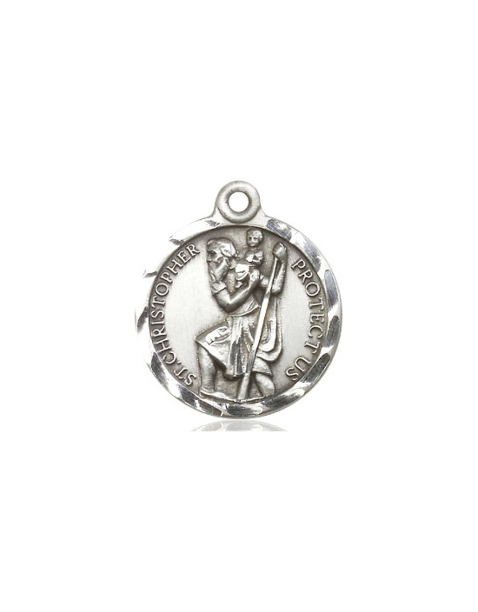 Bliss St. Christopher Medal - Round Hammered Edge, Sterling Silver