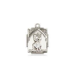 MEDAL CHRISTOPHER SQUARE STERLING SILVER