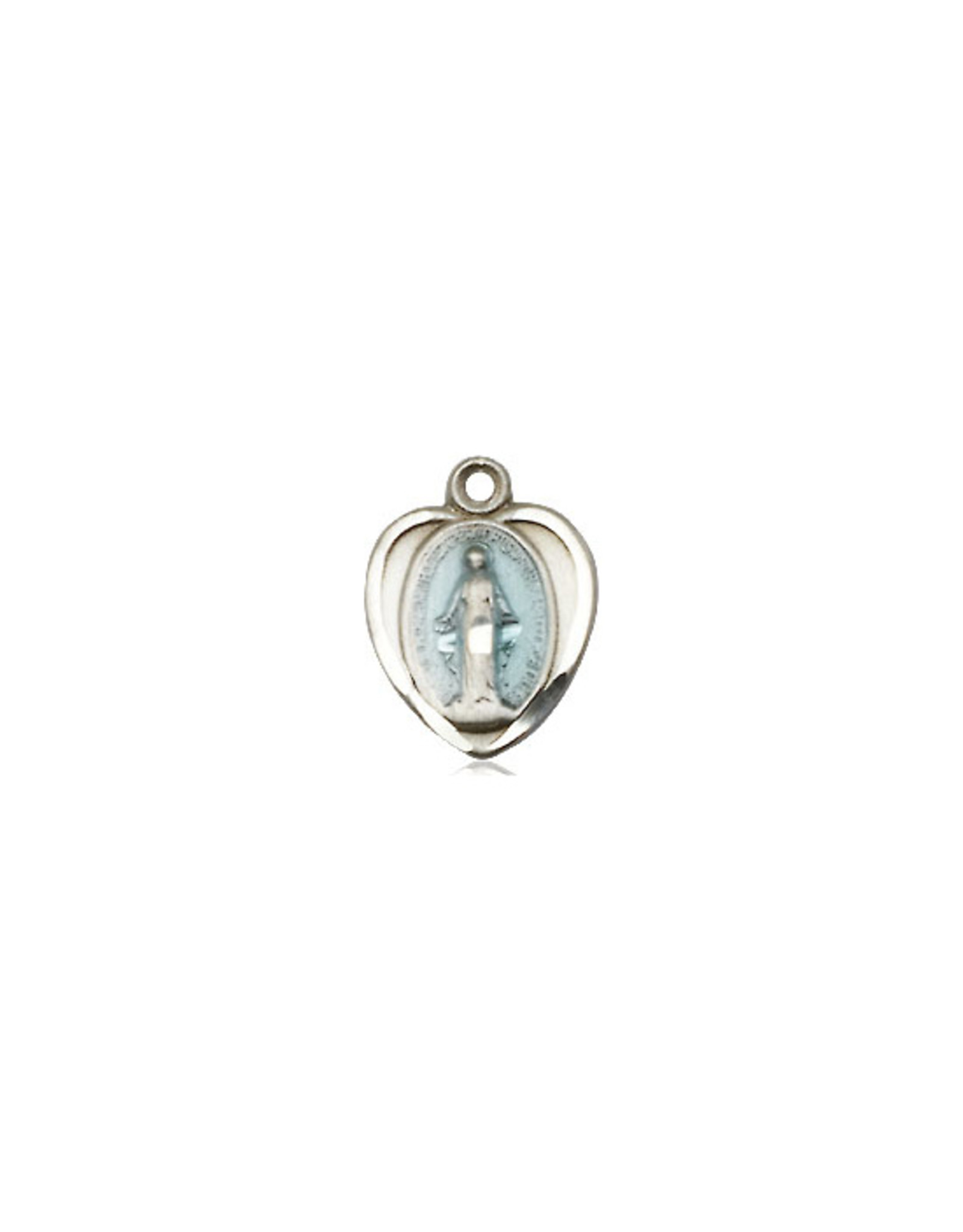 Bliss Miraculous Medal - Heart, Light Blue Enamel, Sterling Silver