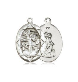 Bliss St. Michael Medal - Hammered, Sterling Silver