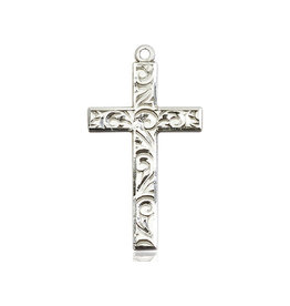 Bliss Cross Medal - Swirl Design, Sterling Silver