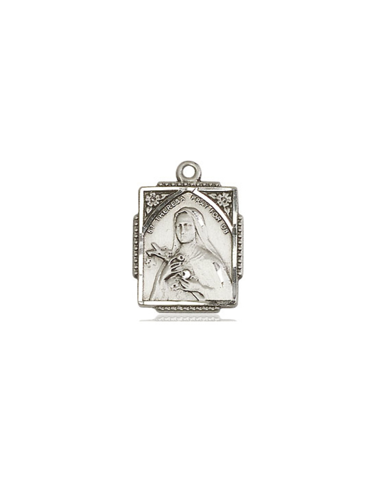 Bliss St. Theresa Medal, Square, Sterling Silver 0804TSS