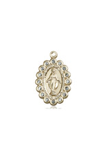 Bliss Miraculous Medal - Blue Crystals, Gold Filled