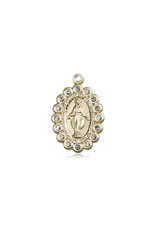 Bliss Miraculous Medal with Blue Crystals, Gold Filled