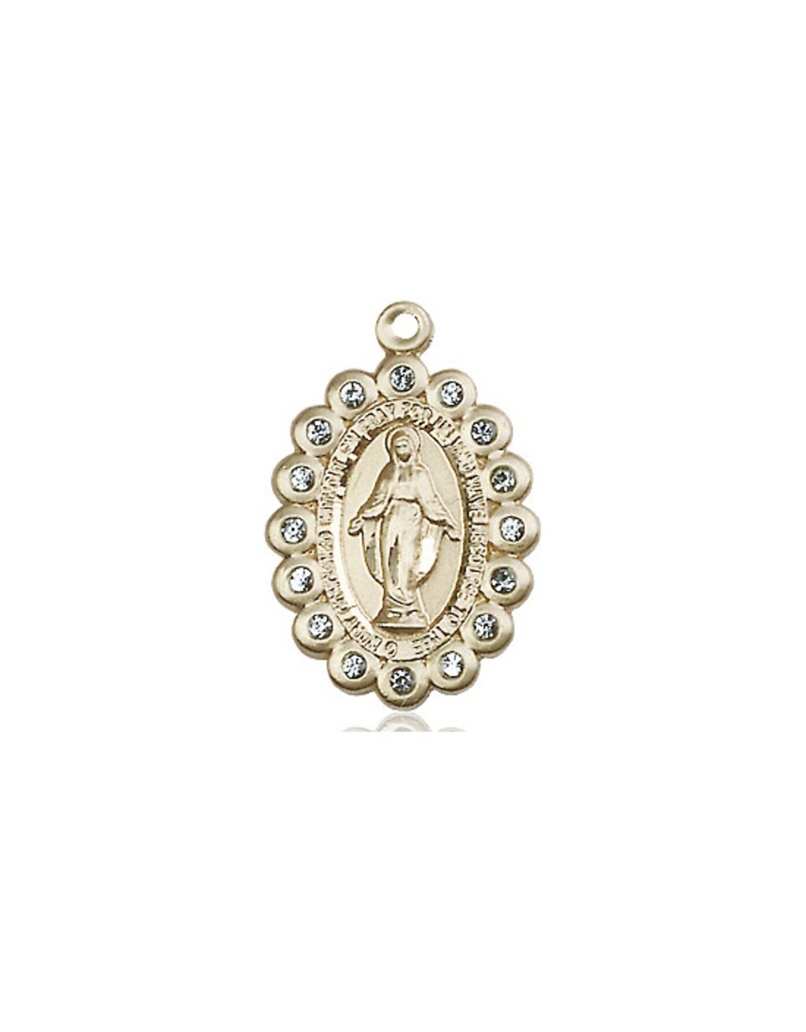 Bliss Miraculous Medal - Blue Crystals, Gold Filled