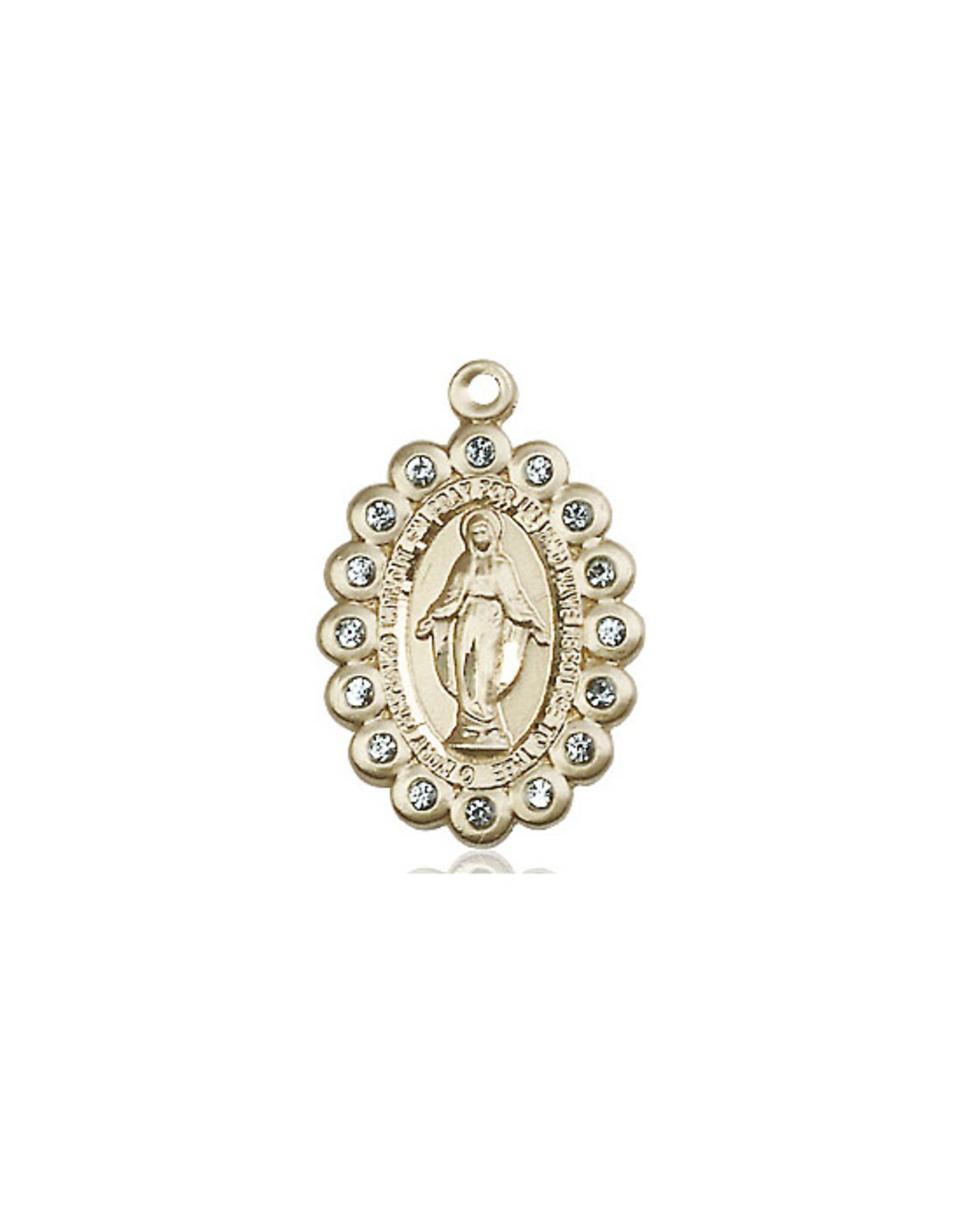 Bliss Miraculous Medal with Blue Crystals, Gold Filled