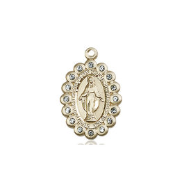 Bliss Miraculous Medal - Blue Crystals, Gold Filled