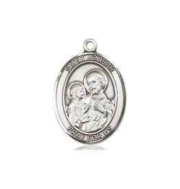 Bliss St. Joseph Medal - Sterling Silver, Oval (3/4 x 1/2")