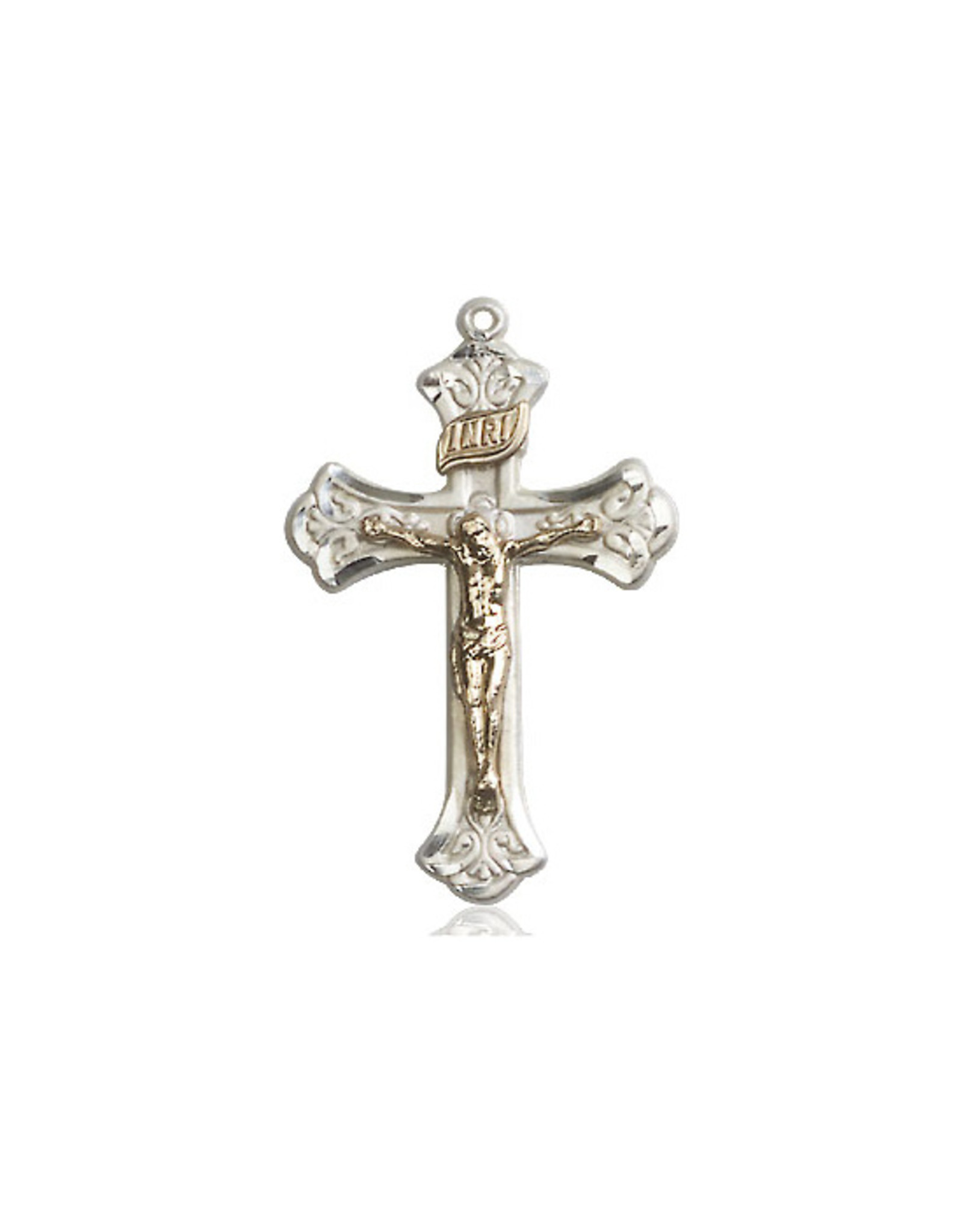 Bliss Crucifix Medal, Two-Tone Gold Filled/Sterling Silver 2622GF/SS