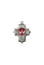 5 Way Medal Sterling Silver with Red Enamel