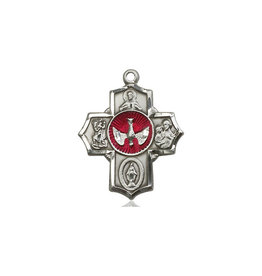 Bliss 5 Way Medal, Sterling Silver with Red Enamel