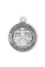 HMH St. Christopher Medal - Round, Sterling Silver, 24" Chain