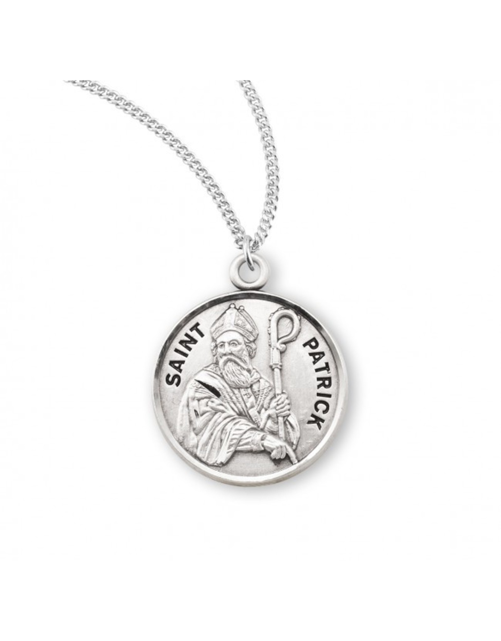 HMH St. Patrick Round Medal, Sterling Silver, 20" Chain