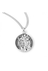 HMH St. Christopher Round Medal, Sterling Silver, 18" Chain