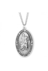 HMH St. Christopher Medal - Oval, Sterling Silver, 24" Chain